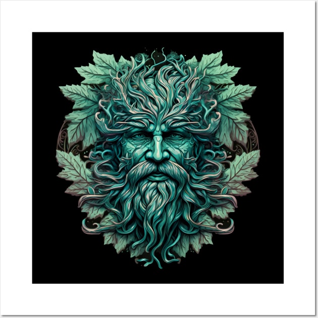 Jack Of The Wood Traditional Pagan Celtic Greenman Wall Art by ShirtFace